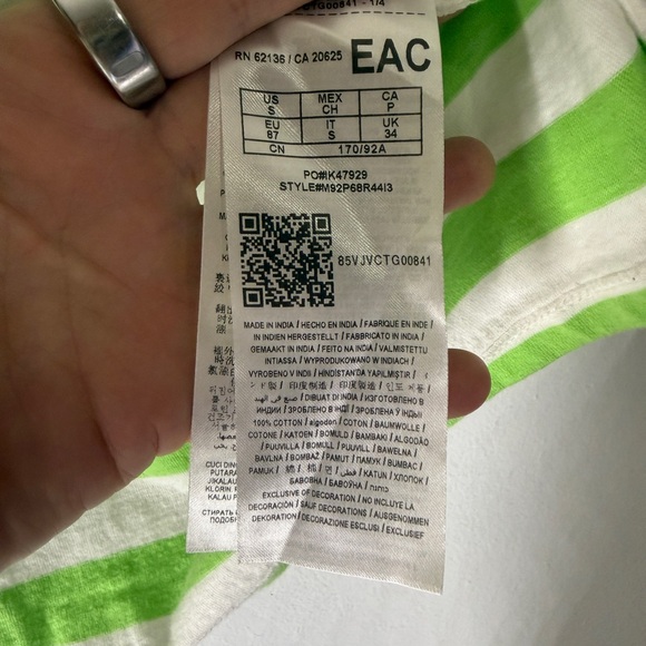 Guess Originals Mens Vintage Striped Green White Tee Shirt Size Small - Picture 6 of 6